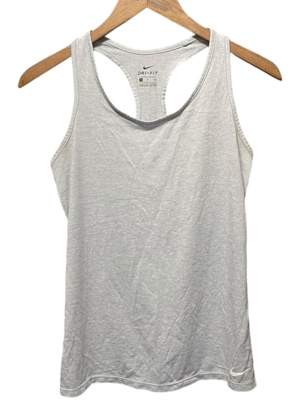 plain blank gray Nike small white swoosh logo sleeveless gym tank top shirt tee